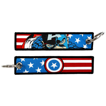 'Captain America' Embroidered Metal Keychain